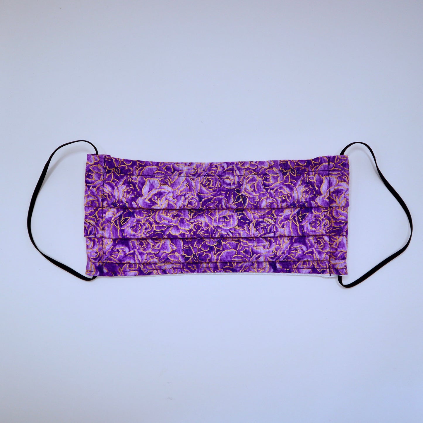Golden Purple Rose 2 Layer Cotton Face Mask with Filter Pocket, Nose Wire, Adjustable Ear Loops