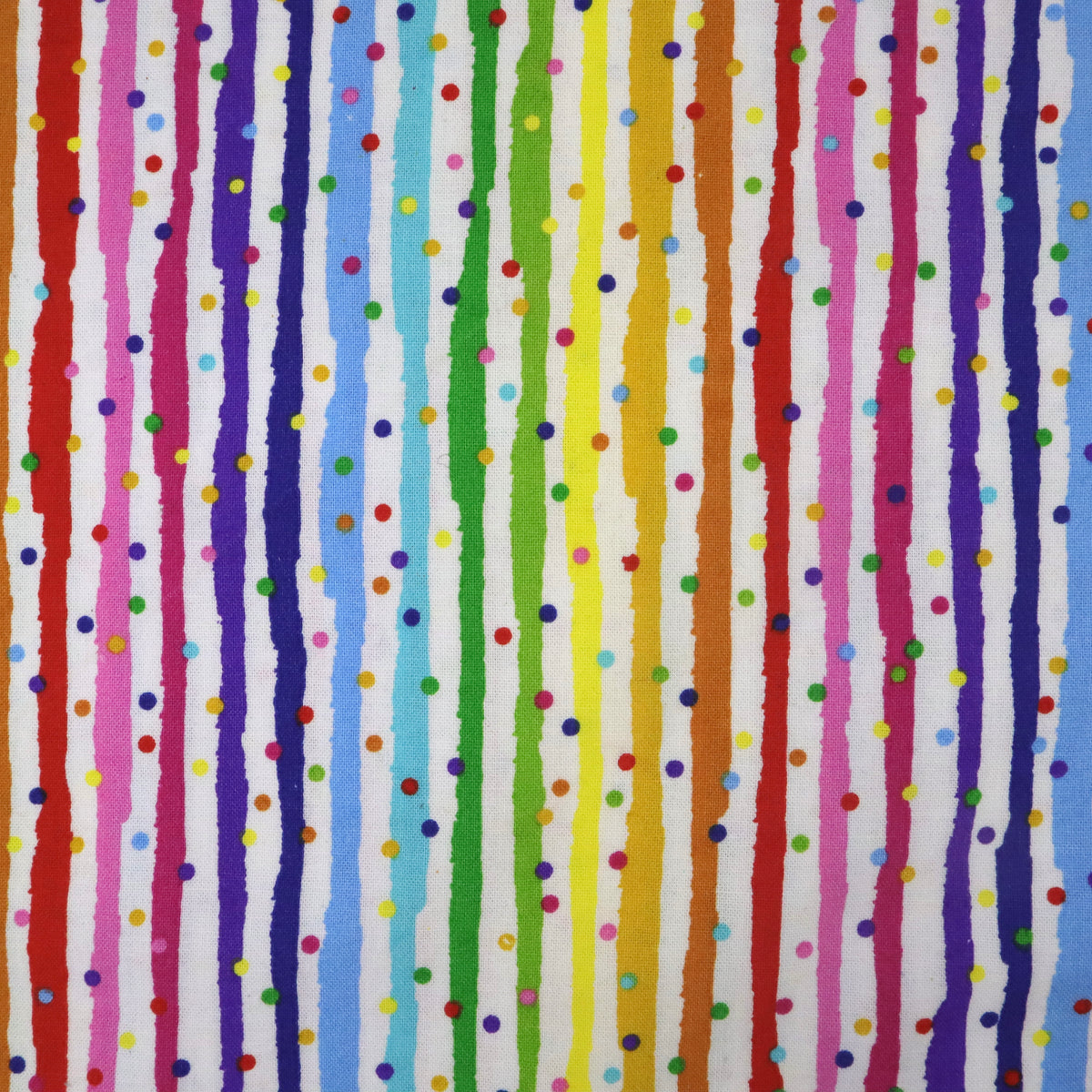 Vertical Rainbow Stripes & Dots - Quilting Cotton
