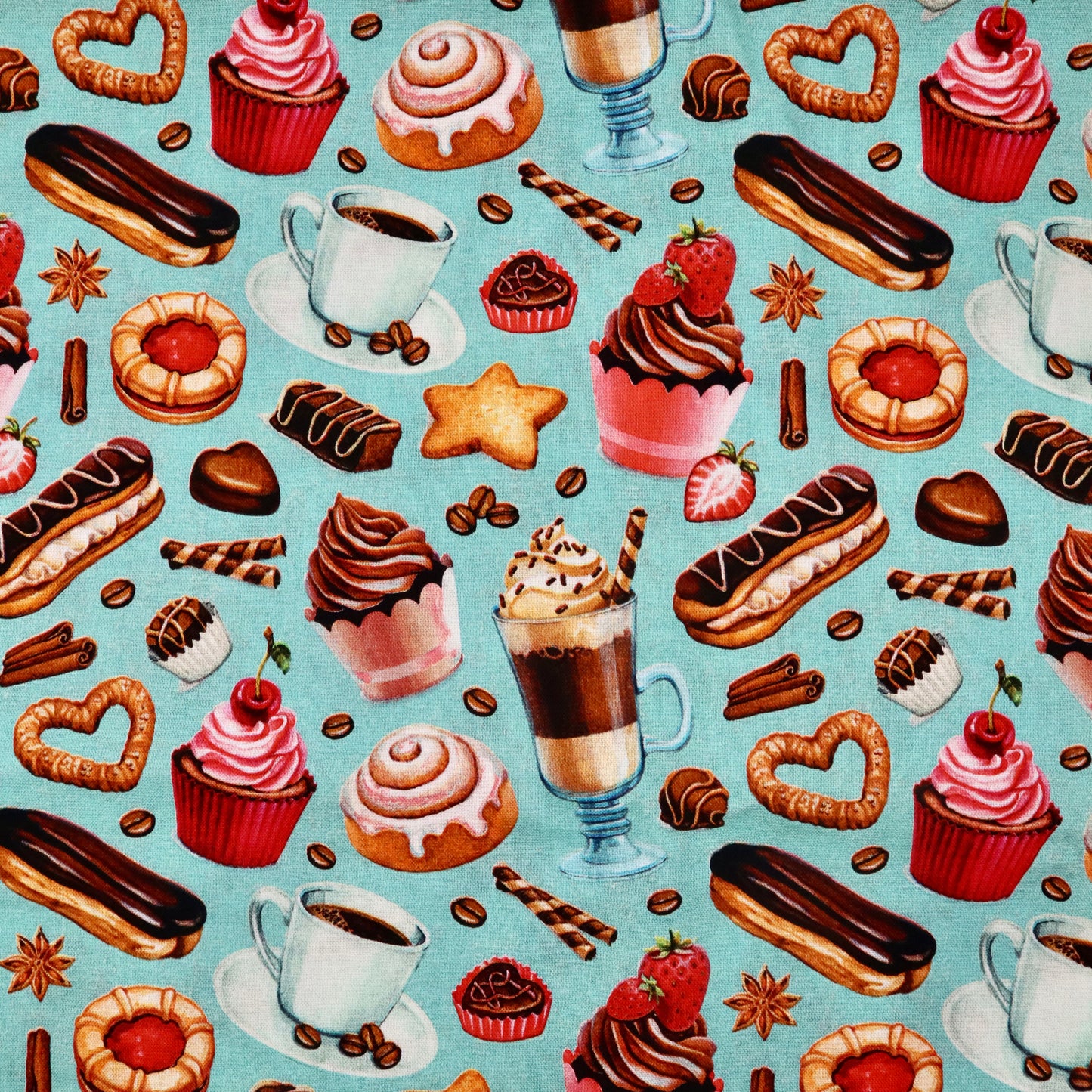 Delectable Desserts on Aqua - Quilting Cotton