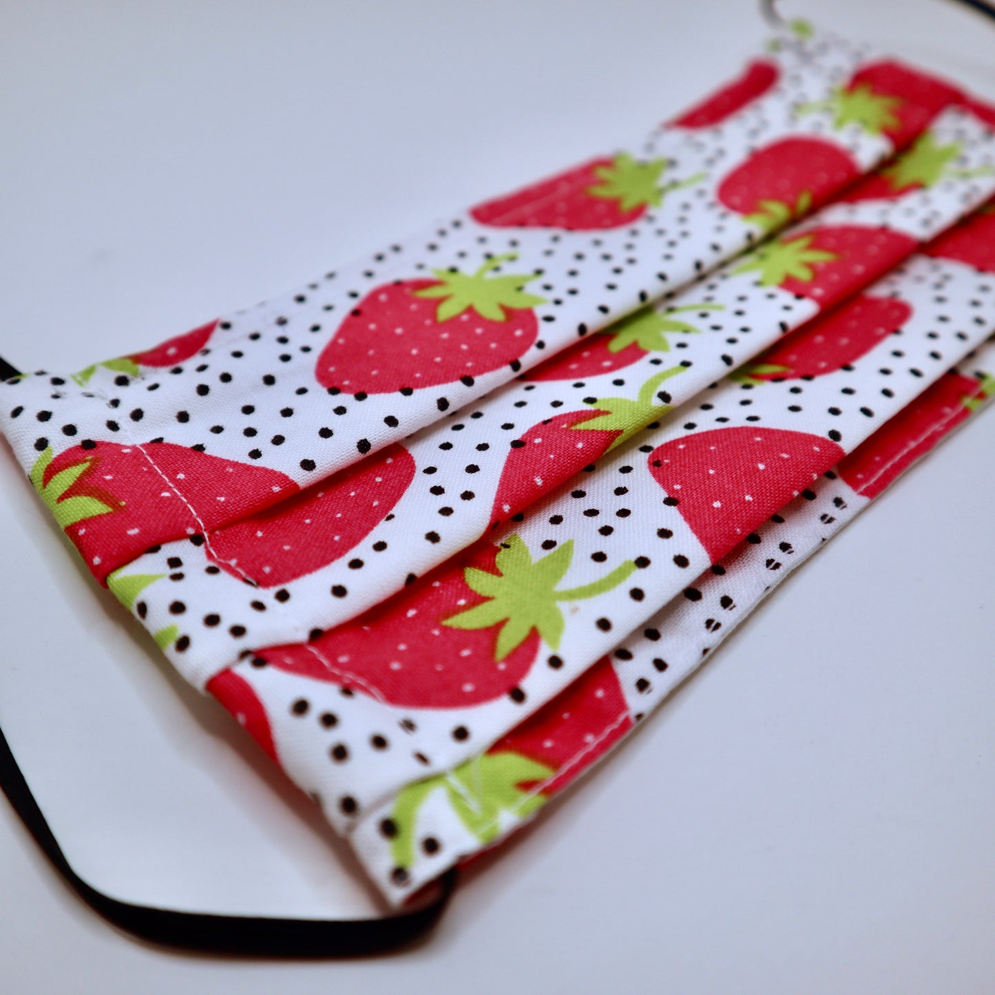 Strawberry 2 Layer Cotton Face Mask with Filter Pocket, Nose Wire, Adjustable Ear Loops