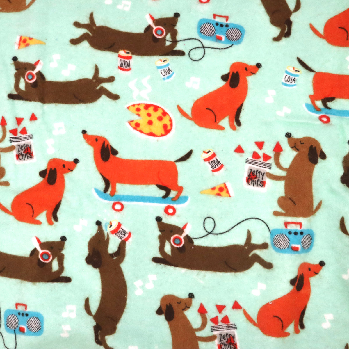 Pizza Party Dogs - Cotton Flannel