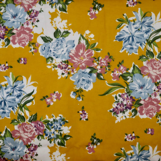Oversized Floral on Mustard - Cotton Flannel