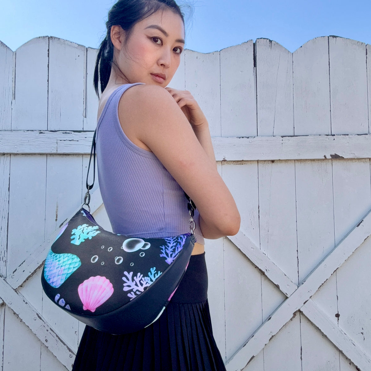 Smile Crescent Crossbody Bag with Removable Adjustable Strap