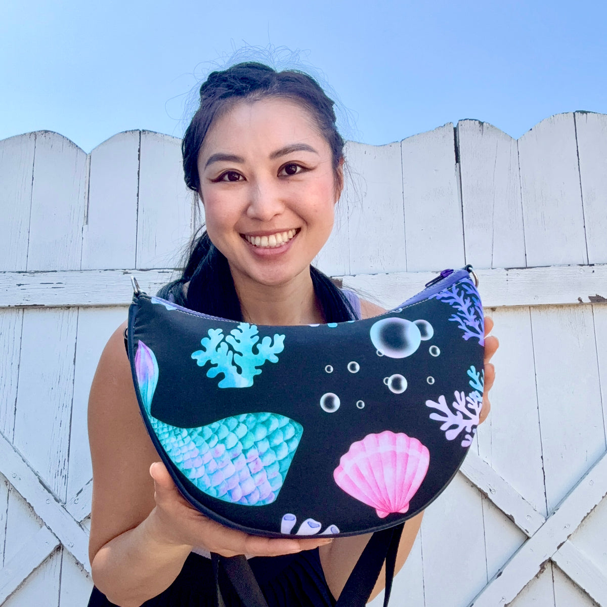 Smile Crescent Crossbody Bag with Removable Adjustable Strap