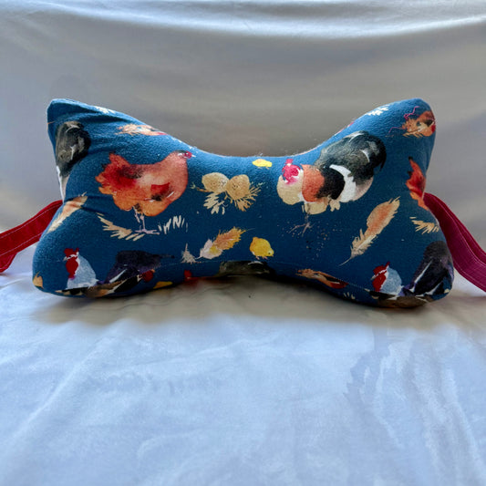 Squiggle Pillow - Watercolor Chickens on Blue