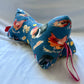 Squiggle Pillow - Watercolor Chickens on Blue