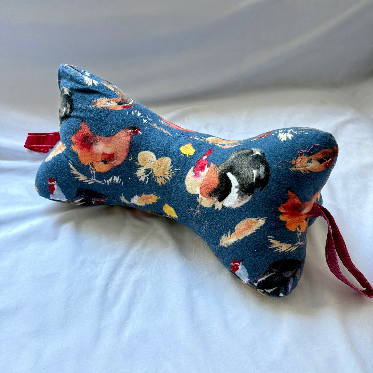Squiggle Pillow - Watercolor Chickens on Blue