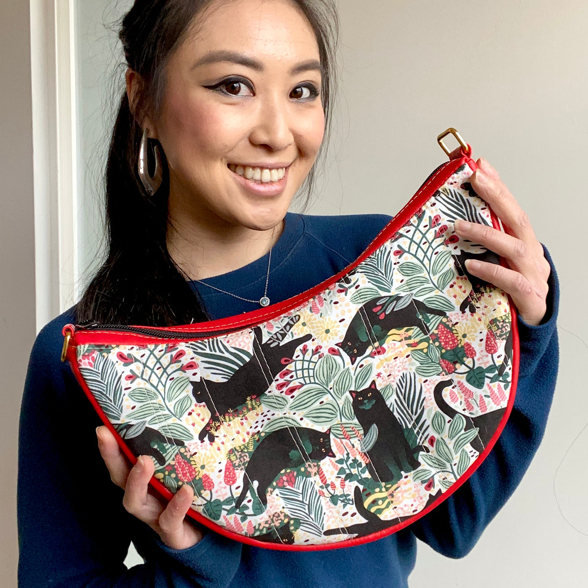Smile Crescent Crossbody Bag with Removable Adjustable Strap