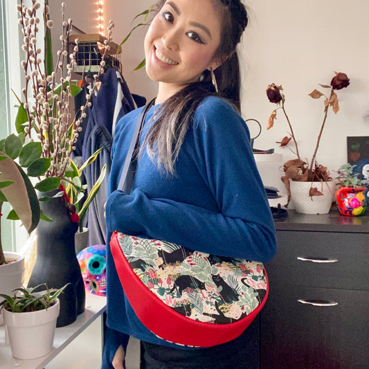 Smile Crescent Crossbody Bag with Removable Adjustable Strap