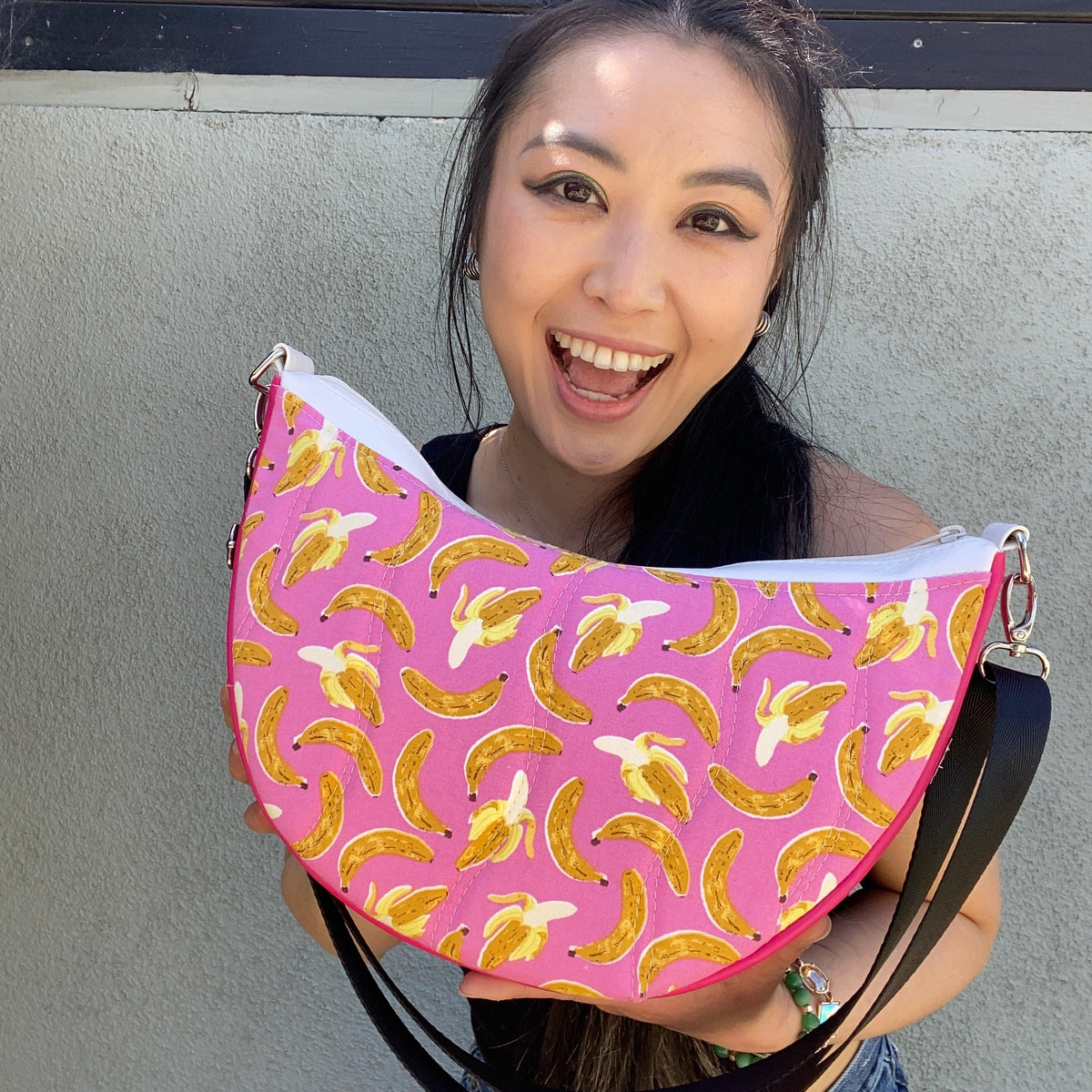 Smile Crescent Crossbody Bag with Removable Adjustable Strap