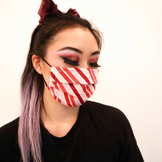 CANDY STRIPES 2 Layer Cotton Face Mask with Filter Pocket, Nose Wire, Adjustable Ear Loops