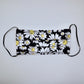 Black Daisy 2 Layer Cotton Face Mask with Filter Pocket, Nose Wire, Adjustable Ear Loops
