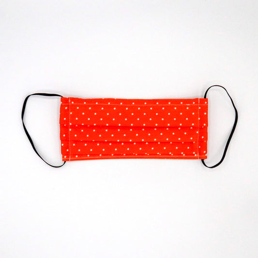 Pumpkin Polka Dot 2 Layer Cotton Face Mask with Filter Pocket, Nose Wire, Adjustable Ear Loops