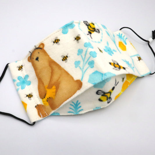 Honeybear & Honeybees | 3D Face Mask with Nose Wire, Adjustable Ear Loops, and Optional Filter Pocket