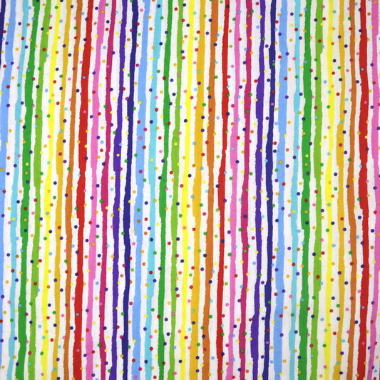 Vertical Rainbow Stripes & Dots - Quilting Cotton