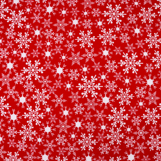 White Snowflakes on Red - Quilting Cotton