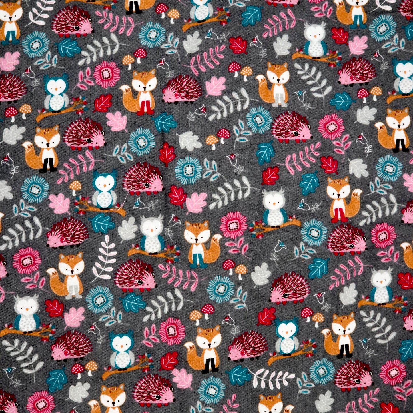 Nocturnal Animals on Gray - Cotton Flannel