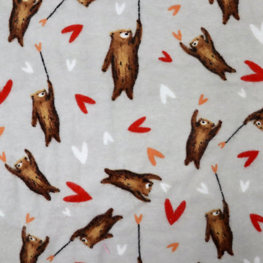Bears and Floating Hearts - Cotton Flannel