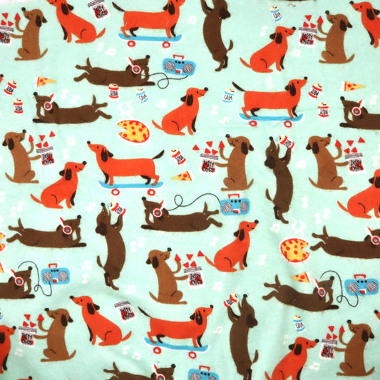 Pizza Party Dogs - Cotton Flannel