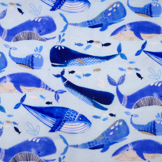 Blue Whale Party - Cotton Flannel