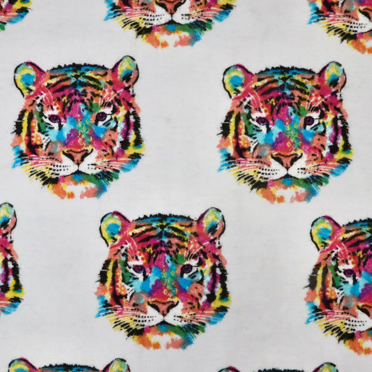Watercolor Tigers on White - Cotton Flannel