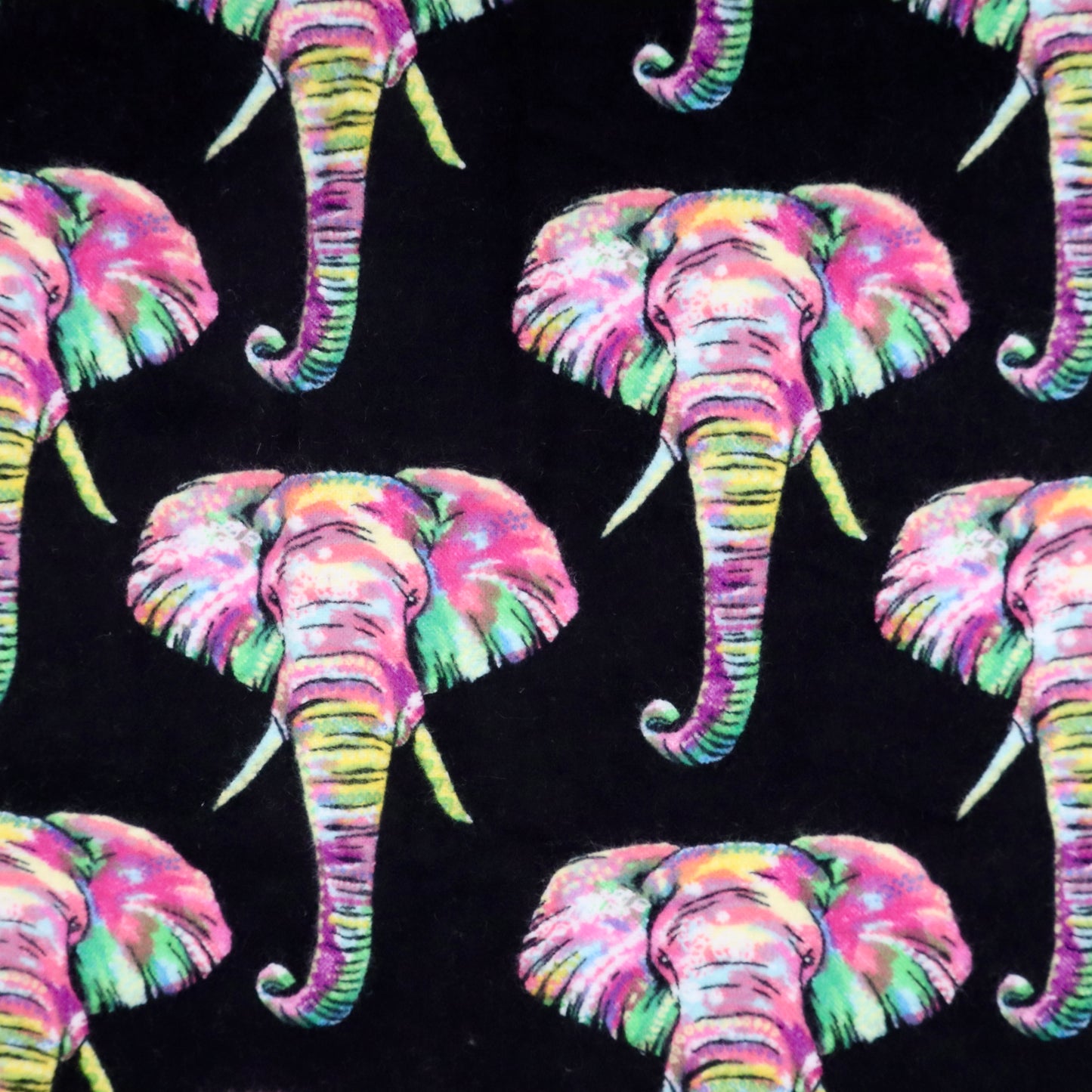 Majestic Elephants on Black - Cotton Flannel