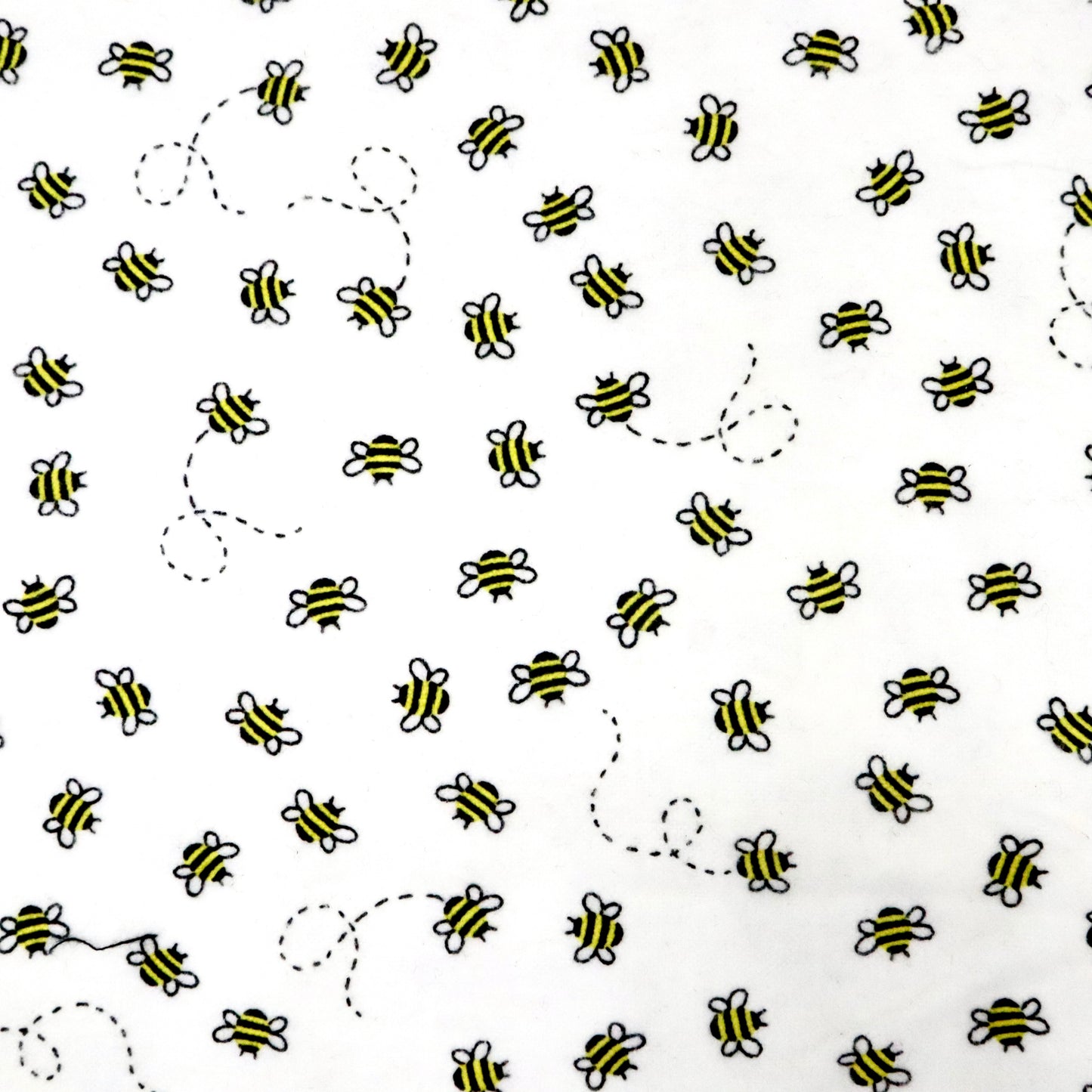 Dancing Bees on White - Cotton Flannel