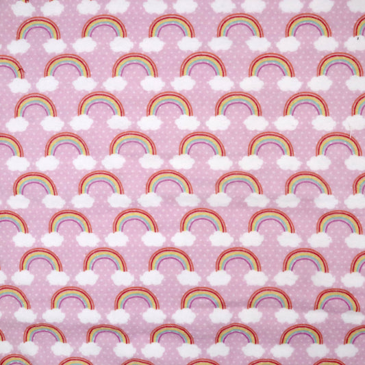 Rainbows in Pink Sky - Cotton Flannel