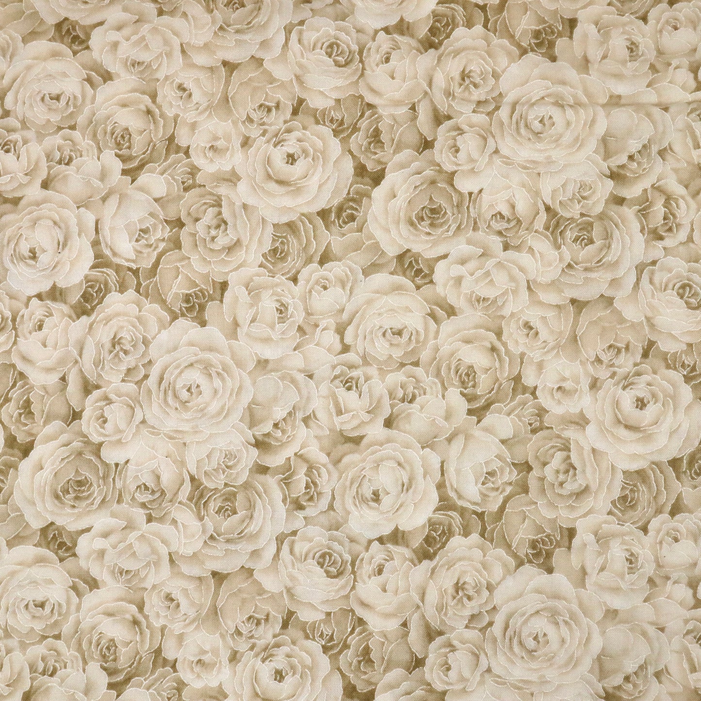 Metallic Cream Roses - Quilting Cotton