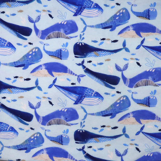 Blue Whale Party - Cotton Flannel