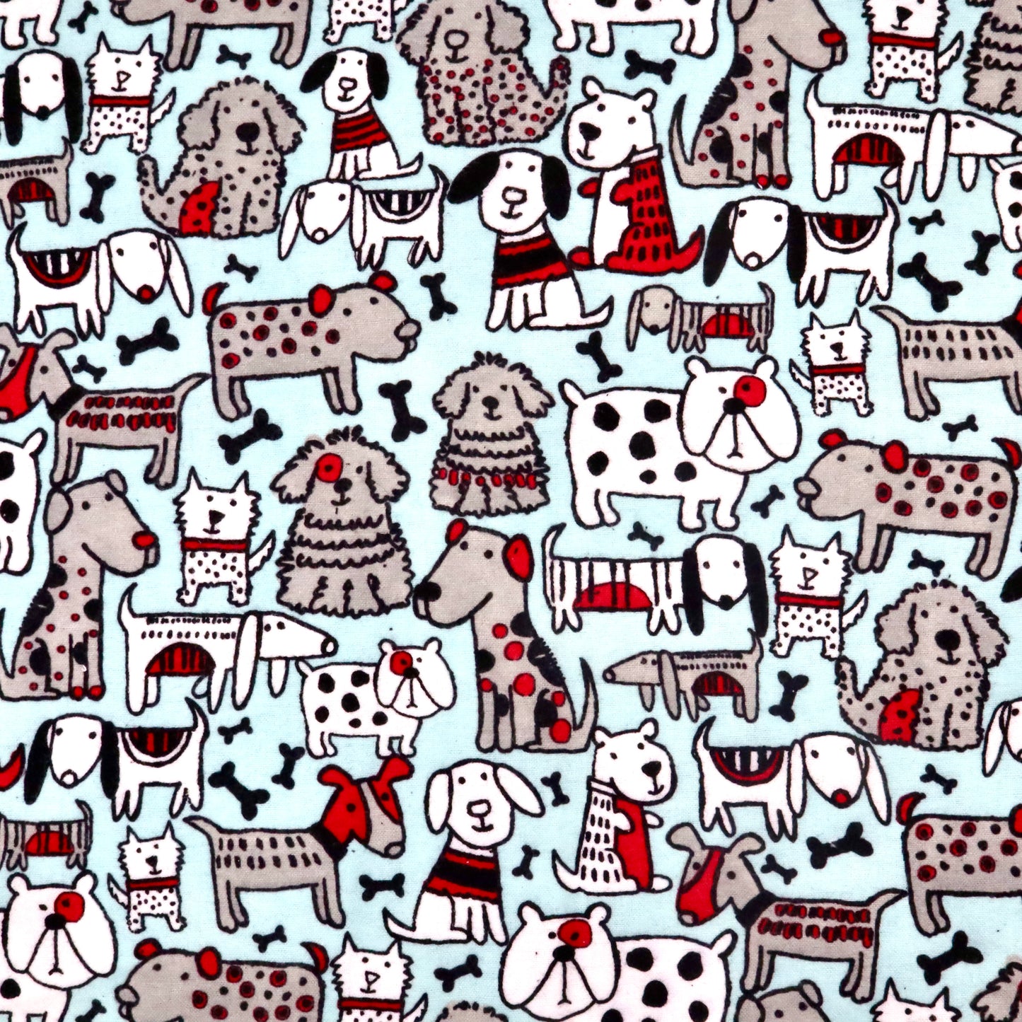 Doodle Dogs on Blue - Cotton Flannel
